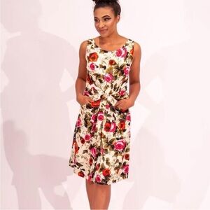 Kate Spade Jillian Dress Baton Rouge Rose Floral 100% Silk Bow Front Size 4